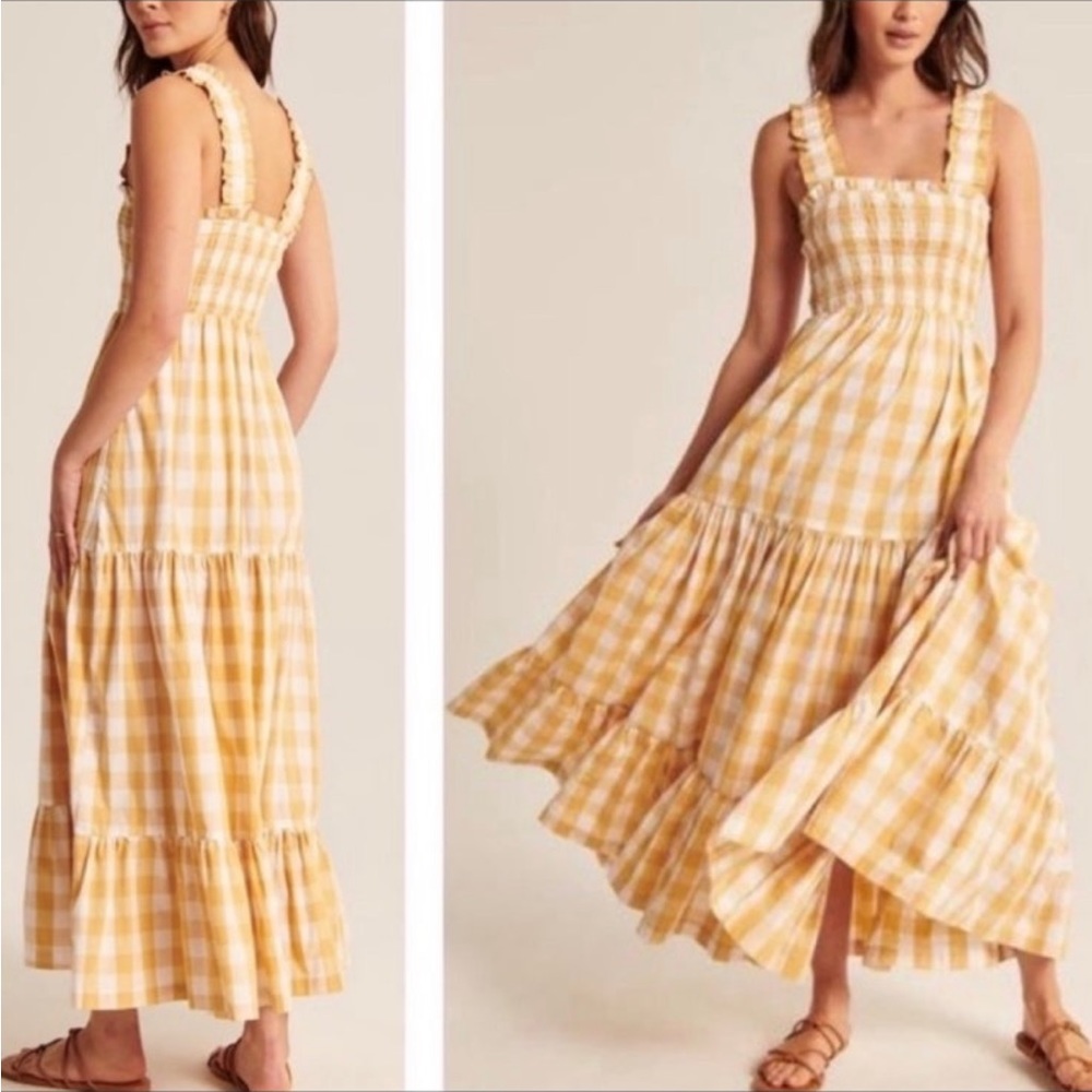 ABERCROMBIE & FITCH SMOCK PLAID GINGHAM DRESS SZ XXS - Picture 3 of 5